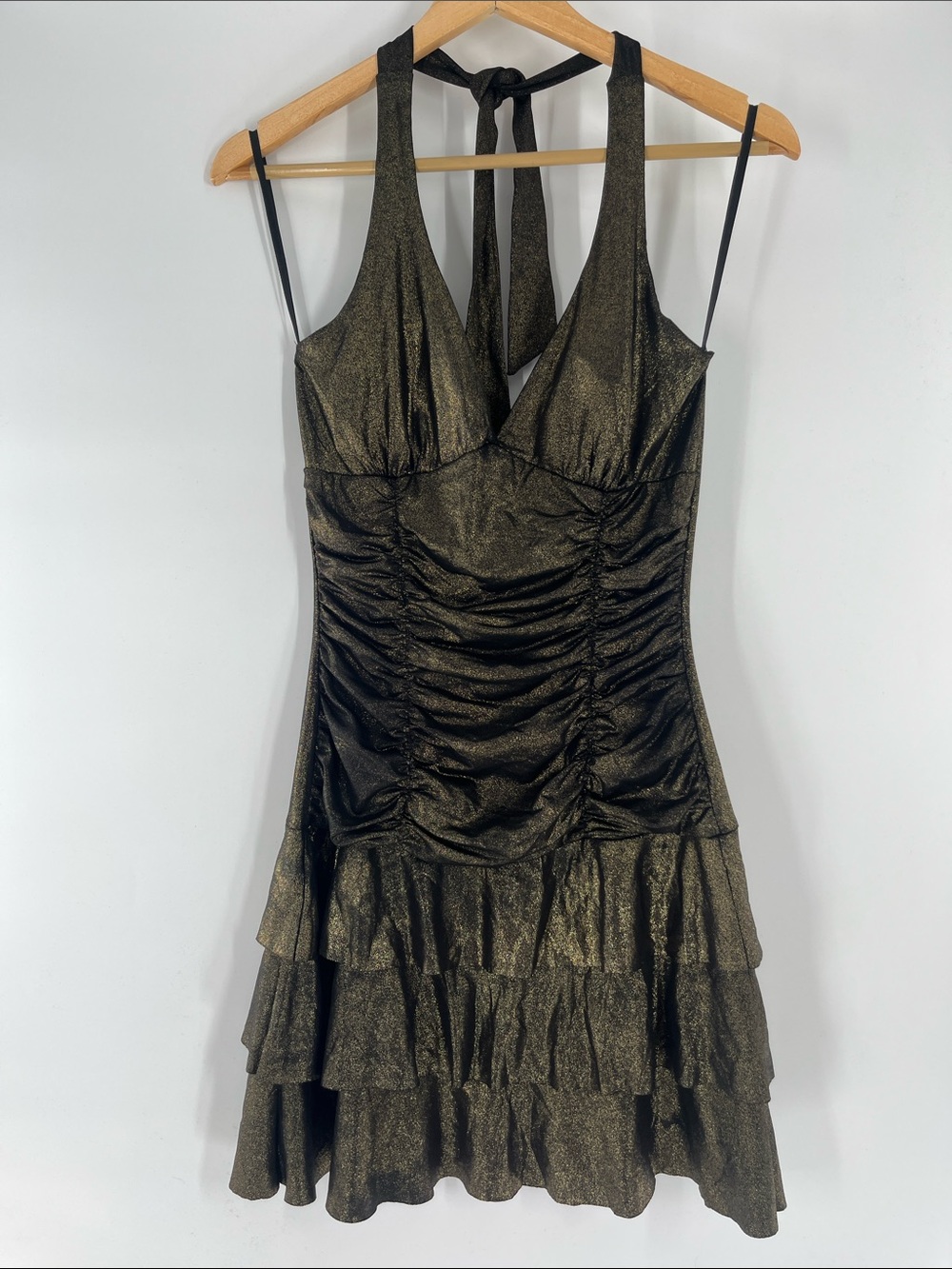 Taboo Metallic Green and Black Layered Mini Dress Size M Gently Used